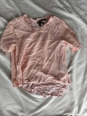 Banana Republic Pink Eyelet Layered Short Sleeve Tee